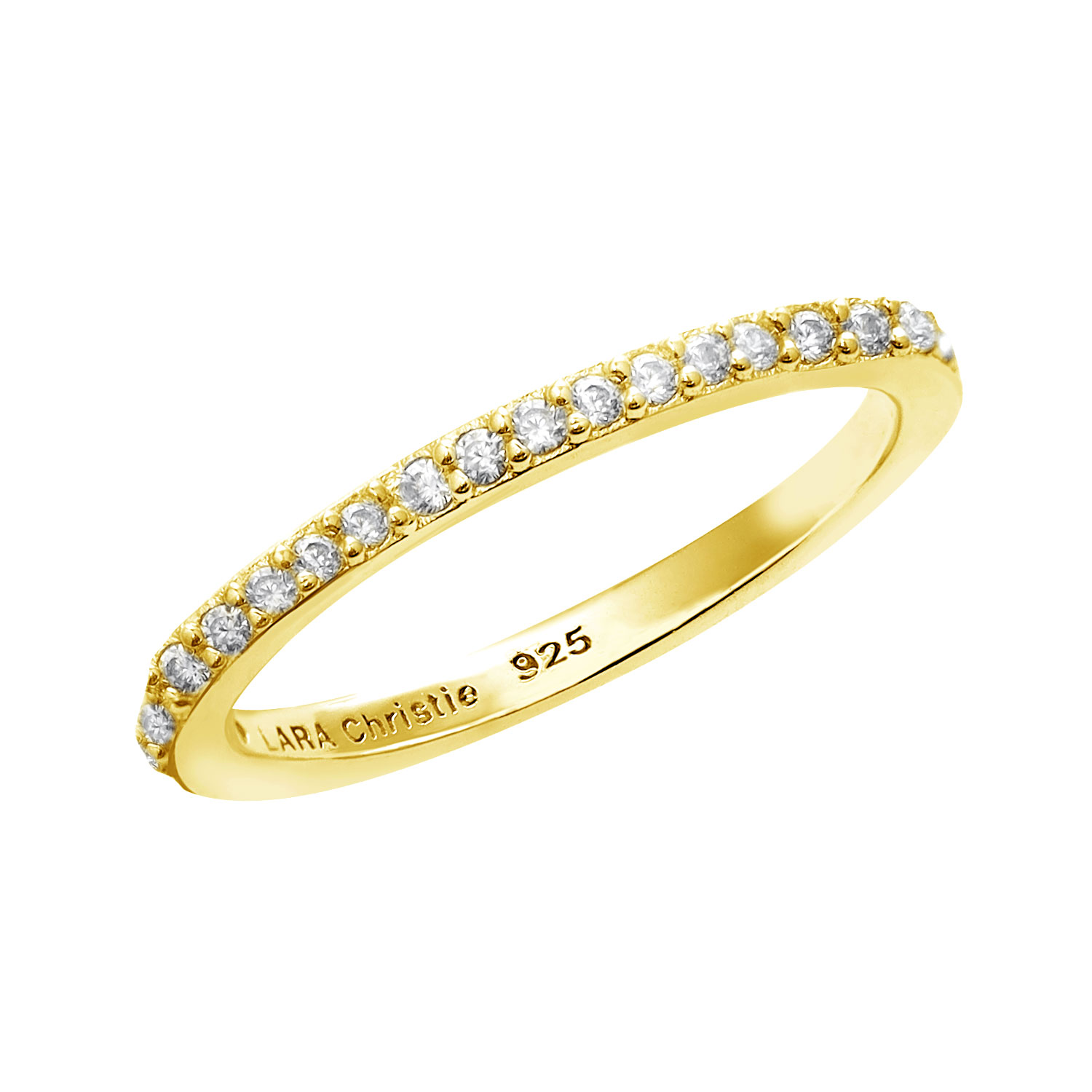 ピンキーリング レディース シルバー925 イエローゴールド ハーフエタニティ ジルコニア sv925  リング 指輪 3号 5号 7号 9号 11号