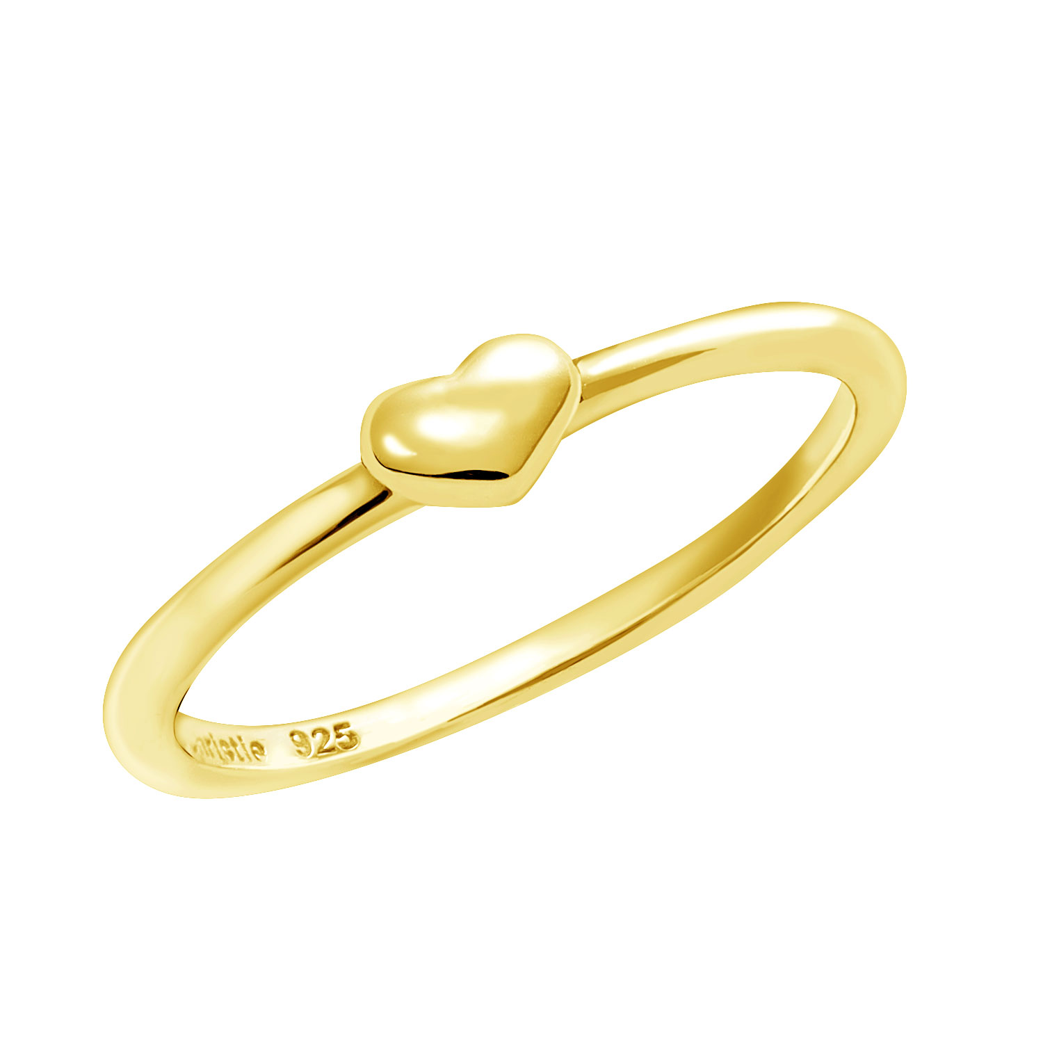 ピンキーリング レディース シルバー925 イエローゴールド ハートデザイン シンプル sv925  リング 指輪 3号 5号 7号 9号 11号