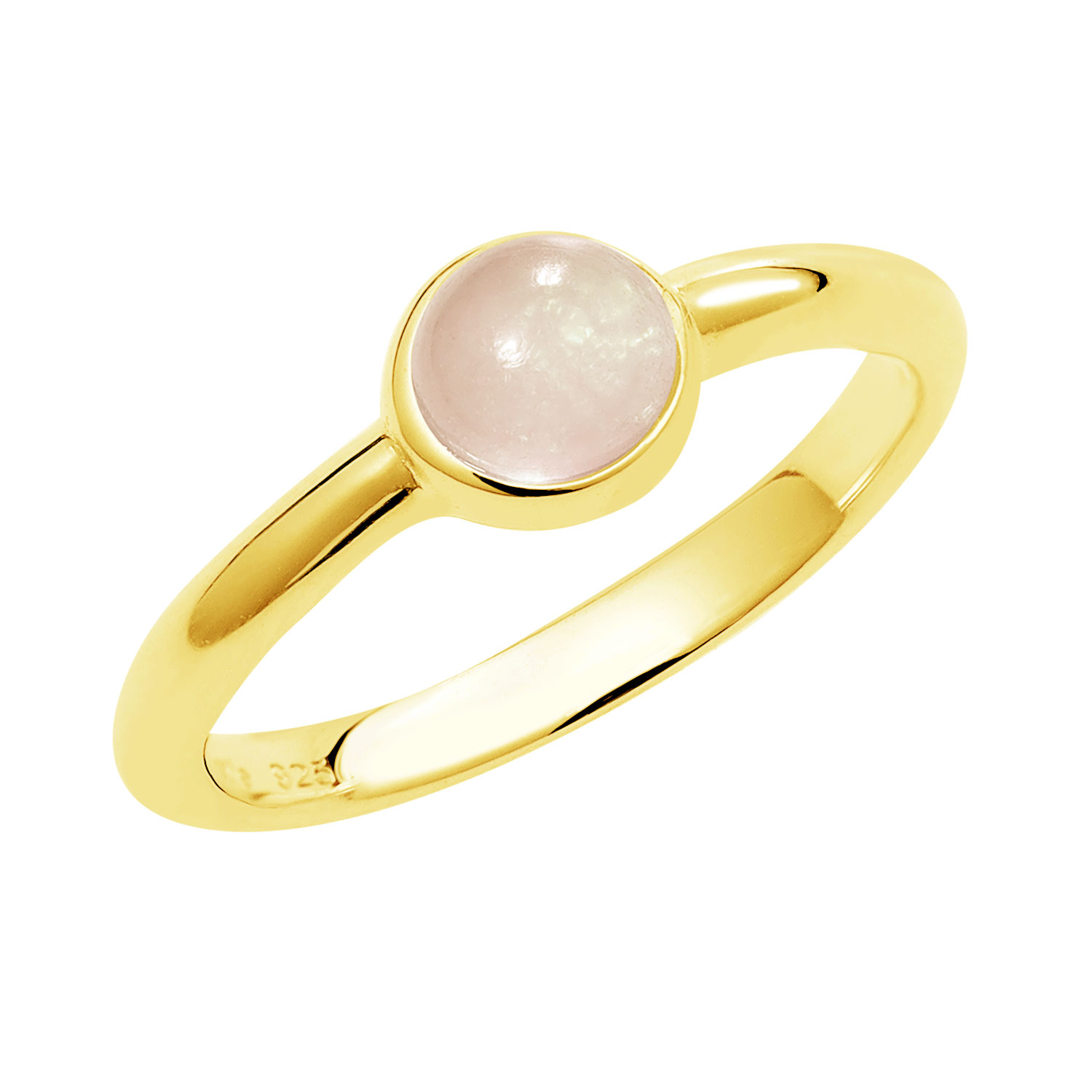 ピンキーリング レディース シルバー925 イエローゴールド ローズクォーツ 天然石 カボション sv925  リング 指輪 3号 5号 7号 9号 11号