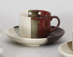 赤茶ヌリ分コーヒー碗皿