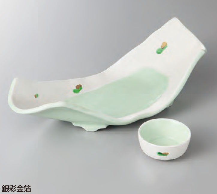 MYB3-19-17　銀彩金箔両上がり刺身鉢