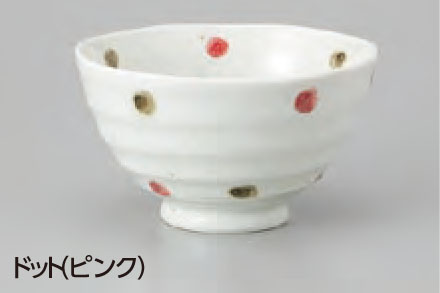 MYB3-526-3　ドット（ピンク）茶漬碗