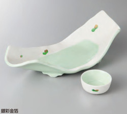 MYB3-19-17　銀彩金箔両上がり刺身鉢