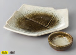 MYB3-26-19　織部かすみ結び皿