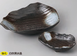 MYB3-26-5　白吹黒水晶岩型刺身鉢