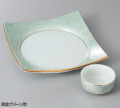 MYB3-22-23　渕金グリーン吹四方皿（大）