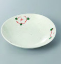MYB3-247-25　雪粉引赤絵花５．０楕円深皿
