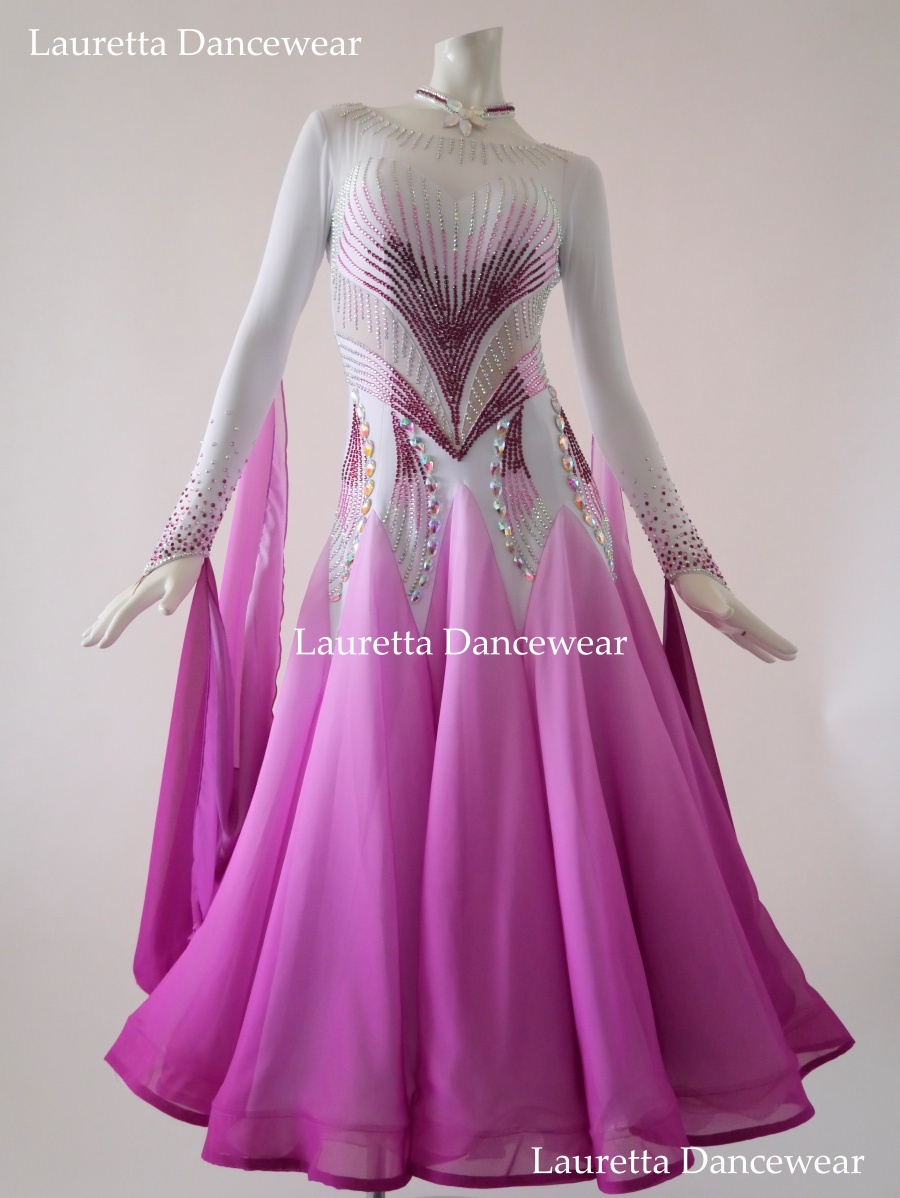 ST20997 社交ダンスドレス スタンダード/モダン フューシャピンクグラデーション (M)