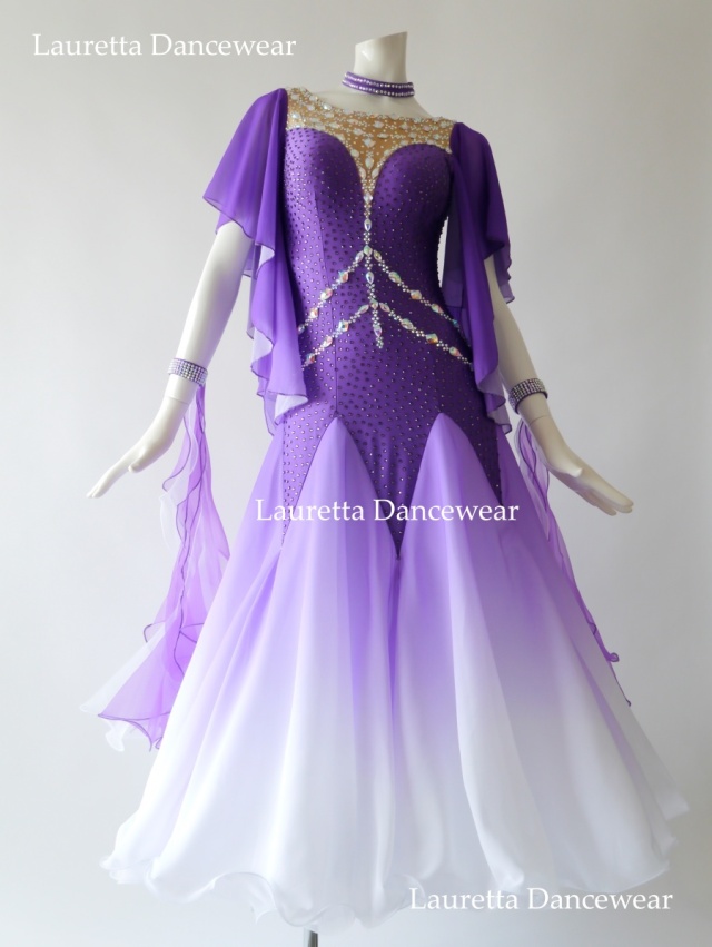 美品 社交ダンス衣装】ラベンダーグラデーション ドレス工房 つきおか  