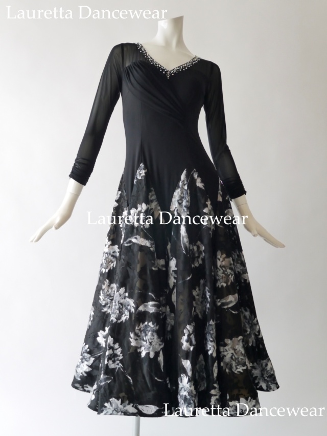 【社交ダンスドレス】OP20261 パーティードレス/レッスン着 ブラック(M)