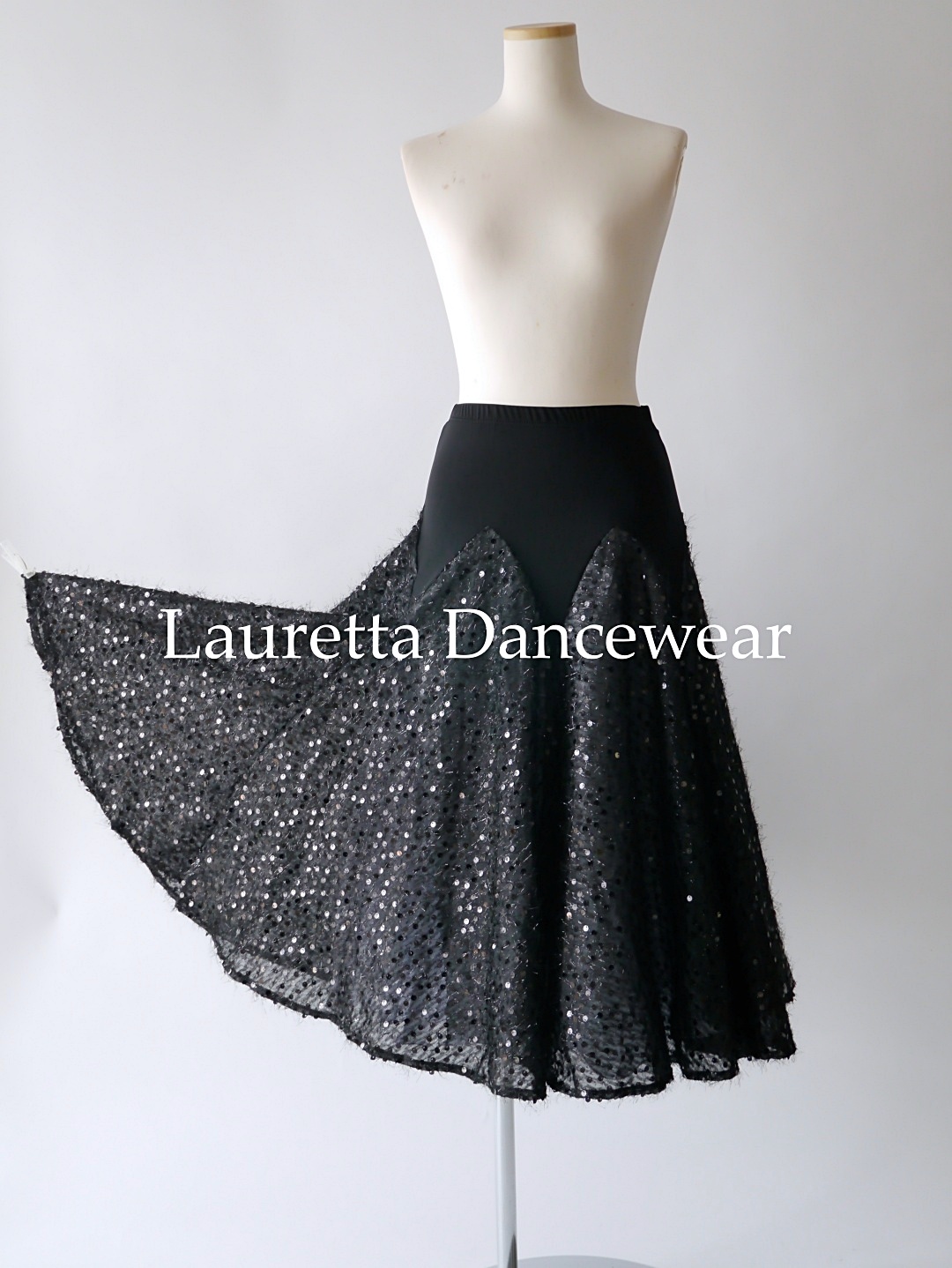 【社交ダンスドレス・衣装】BT20008 スカート スパンコール ブラック S,M,L