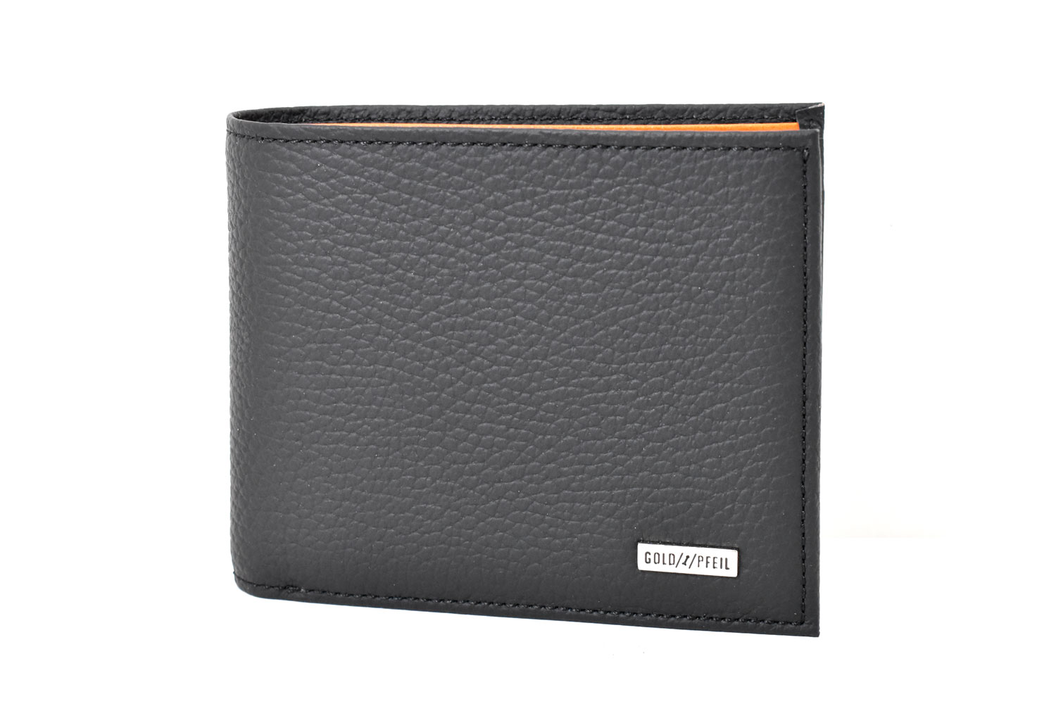 スペリオール170th Anniversary 二つ折り財布（小銭入れあり） 「ゴールドファイル」 GP24217　ブラック／オレンジ　正面