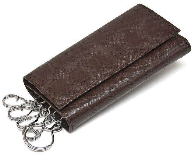 Checker emboss（チェッカーエンボス） キーケース  「DAKSダックス」　DP25665 チョコ　正面