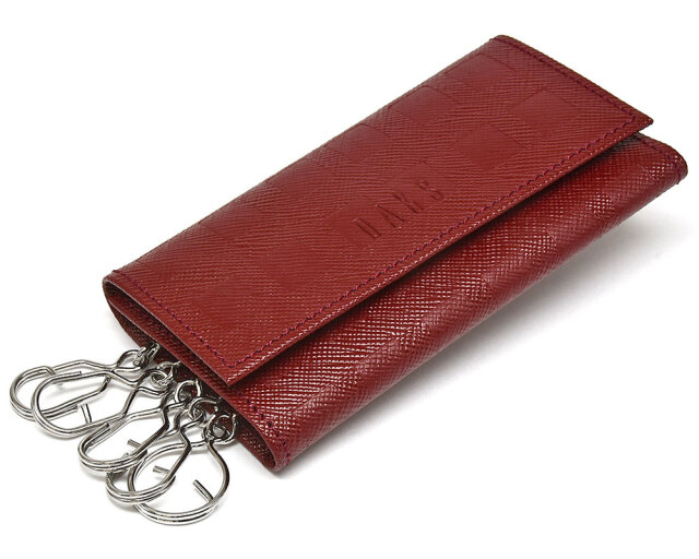 Checker emboss（チェッカーエンボス） キーケース  「DAKSダックス」　DP25665 アカ　正面