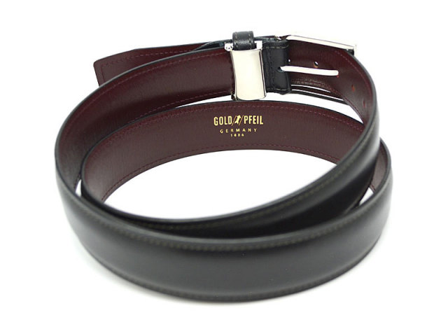 牛革スムース 35mm幅 ピン式 ベルト 「ゴールドファイル」 GB52412 クロ　裏面