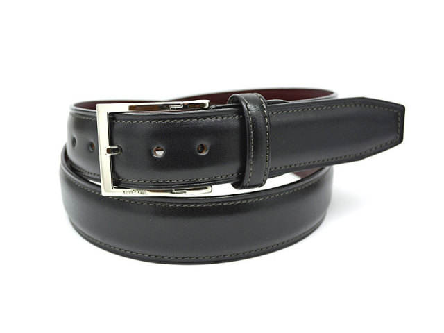 牛革スムース 35mm幅 ピン式 ベルト 「ゴールドファイル」 GB52412 クロ　正面