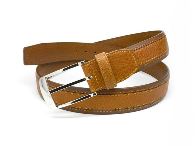 牛革 カジュアルベルト ロングサイズ115cm 35mm幅 ピン式 「ゴールド