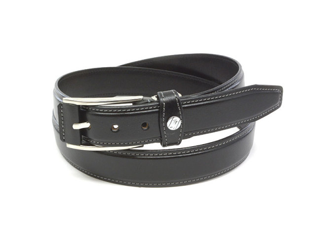 オックスフォードレザー 30mm幅 ピン式　ベルト 「ゴールドファイル」 GB53820 クロ　正面