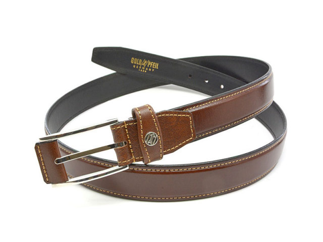 オックスフォードレザー 30mm幅 ピン式　ベルト 「ゴールドファイル」 GB53820 スコッチ　正面
