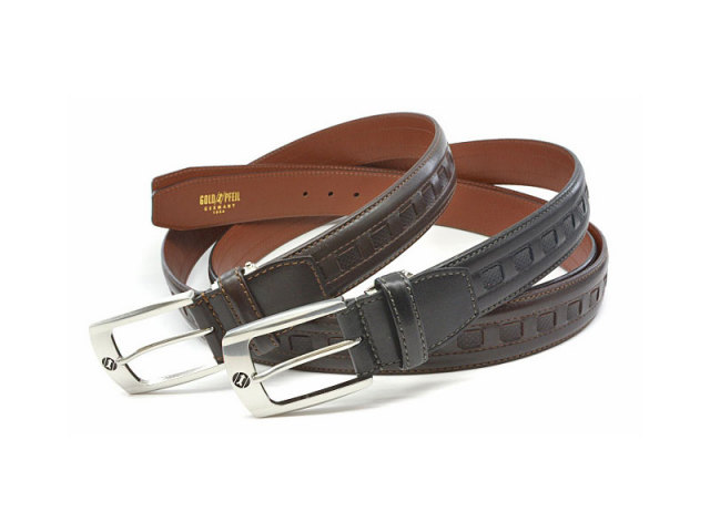 牛革　カジュアルベルト 35mm幅 ピン式　ロングサイズ 「ゴールドファイル」 GB572-GB575 イメージ画像