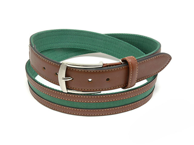 牛革付属　カジュアルベルト  「LACOSTE（ラコステ）」　LB71560　グリーン　正面