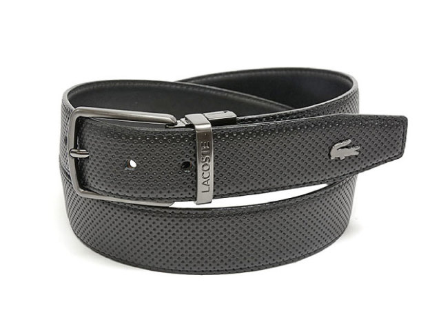 牛革 リバーシブルベルト  「LACOSTE（ラコステ）」　LB80080　クロ　正面