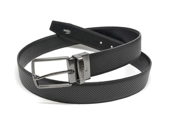 牛革 リバーシブルベルト  「LACOSTE（ラコステ）」　LB80080　クロ　正面