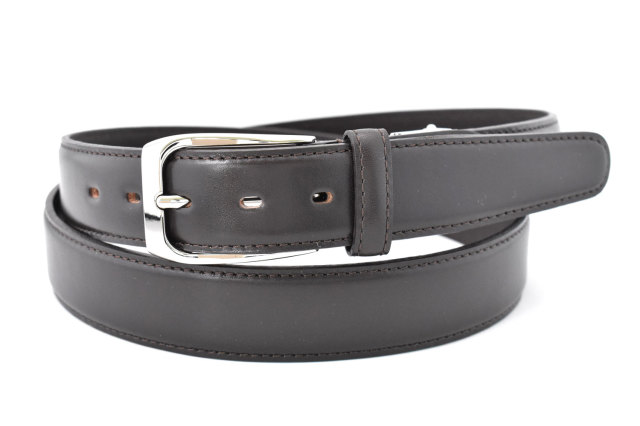 仔牛革　ビジネスベルト 「プレリーギンザ」 NB17910　チョコ　正面