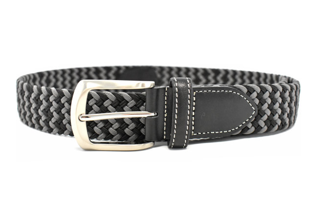 ストレッチゴムベルト 「 FUN+WALK × プレリーギンザ 」 NB24670 クロ／グレー 正面