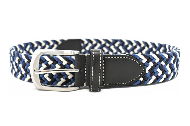 ストレッチゴムベルト 「 FUN+WALK × プレリーギンザ 」 NB24670 コン／ブルー 正面