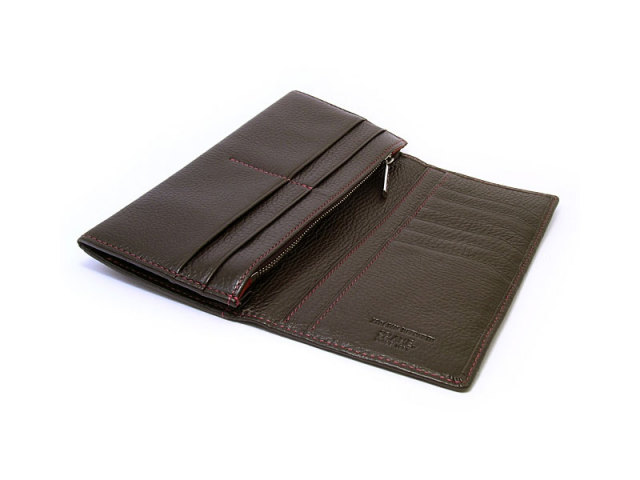 ItalianDeerskin （イタリアンディア） 長財布（小銭入れあり） 「プレリー1957」 NP17014 チョコ　内作り