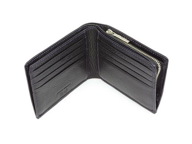ItalianDeerskin （イタリアンディア） 二つ折り財布（Ｆ小銭入れあり） 「プレリー1957」 NP17814 クロ　内作り