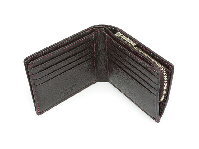 ItalianDeerskin （イタリアンディア） 二つ折り財布（Ｆ小銭入れあり） 「プレリー1957」 NP17814 チョコ　内作り