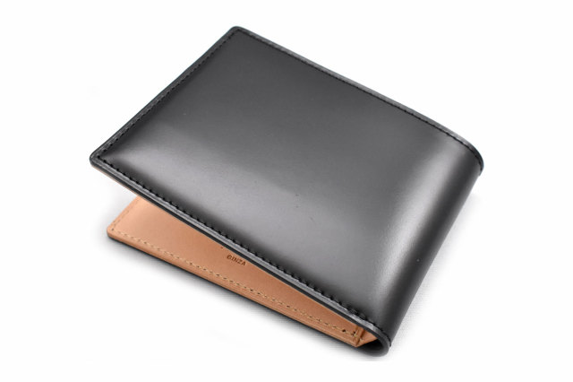 プレリー　二つ折りサイフ　コードバン　ブラック ナチュラルコードバン 二つ折り財布（小銭入れあり） 「プレリー