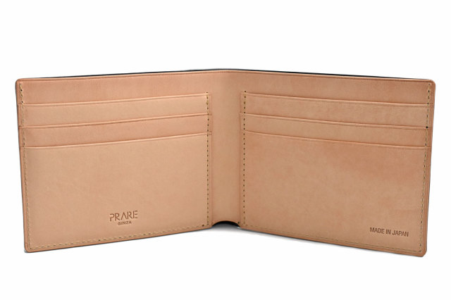 ナチュラルコードバン　スマートコンパクト　二つ折り財布（小銭入れなし） 「プレリーギンザ」　NP47222　クロ　内作り