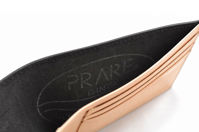 ナチュラルコードバン　スマートコンパクト　二つ折り財布（小銭入れなし） 「プレリーギンザ」　NP47222　クロ　内作り