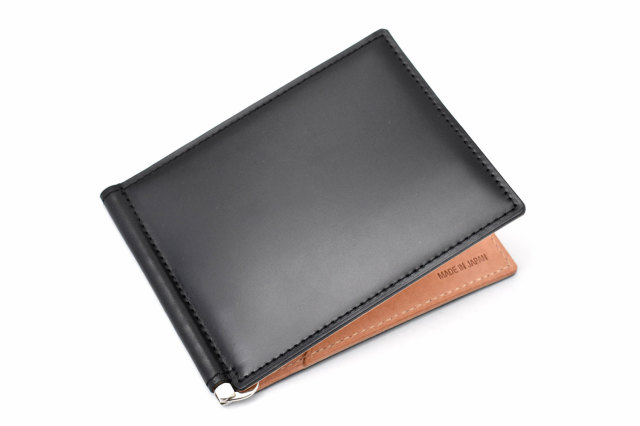 ナチュラルコードバン　スマートコンパクト　札ばさみ 「プレリーギンザ」　NP47321　クロ　正面