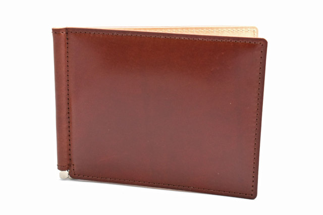 ナチュラルコードバン　スマートコンパクト　札ばさみ 「プレリーギンザ」　NP47321　チョコ　正面