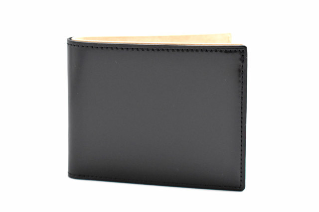 ナチュラルコードバン　スマートコンパクト　二つ折り財布（小銭入れあり） 「プレリーギンザ」　NP47724　クロ　正面