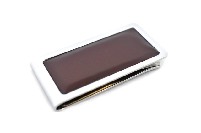 メタルコードバン　マネークリップ　「プレリーギンザ」　NP50140　チョコ　正面