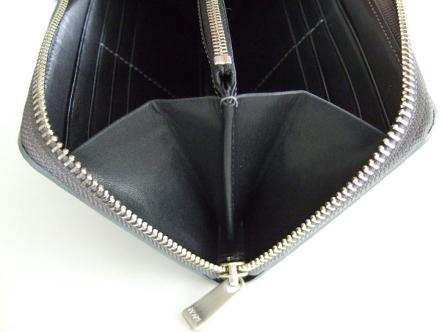 GINZAエレファント　ラウンドファスナー長財布　「プレリーギンザ」　NPM1550　グレー　マチ