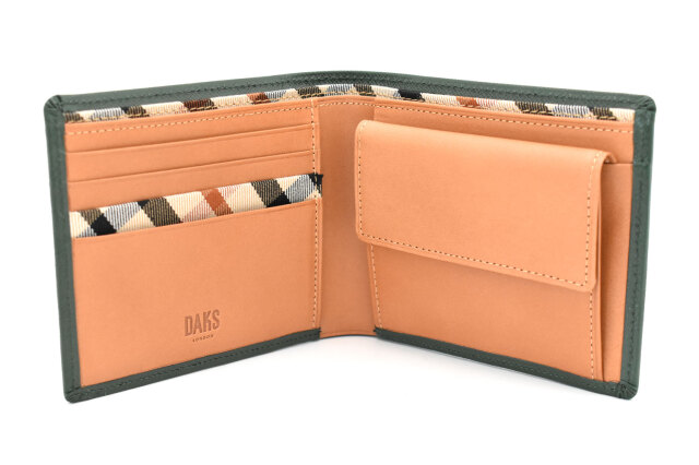 Luster（ラスター） 二つ折り財布（小銭入れあり）  「DAKSダックス」　DP35118　グリーン　内作り