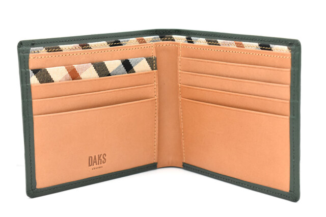 Luster（ラスター） 二つ折り財布（小銭入れなし）  「DAKSダックス」　DP35215　グリーン　内作り