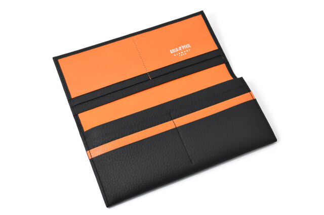 スペリオール170th Anniversary 長財布（小銭入れあり） 「ゴールドファイル」 GP24118　ブラック／オレンジ　内作り