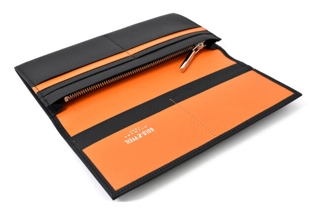 スペリオール170th Anniversary 長財布（小銭入れあり） 「ゴールドファイル」 GP24118　ブラック／オレンジ　内作り