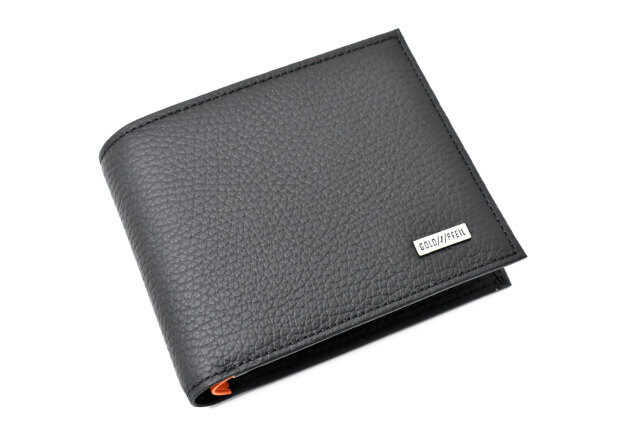 スペリオール170th Anniversary 二つ折り財布（小銭入れあり） 「ゴールドファイル」 GP24217　ブラック／オレンジ　商品特徴