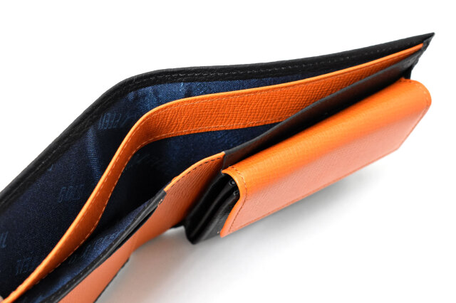 スペリオール170th Anniversary 二つ折り財布（小銭入れあり） 「ゴールドファイル」 GP24217　ブラック／オレンジ　商品特徴