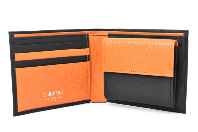 スペリオール170th Anniversary 二つ折り財布（小銭入れあり） 「ゴールドファイル」 GP24217　ブラック／オレンジ　内作り