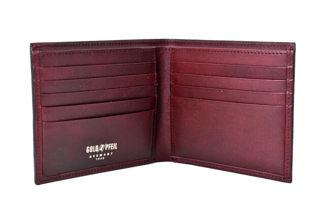 OXFORD CLASSIC（オックスフォードクラシック） 二つ折り財布（小銭入れなし） 「ゴールドファイル」 GP26422 バーガンディ　内作り