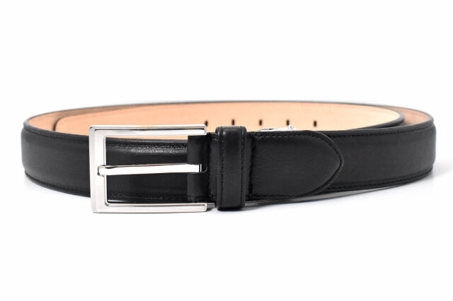 Maximum(マキシマム) 30mm幅 ピン式 メンズベルト ラスティカーフ「プレリーギンザ」 NB10819 ブラック 正面
